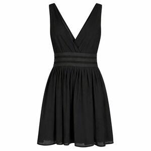 BB Dakota Sandrine Dress Size M Black Crepe Chiffon Deep-V Flared Skirt Mini